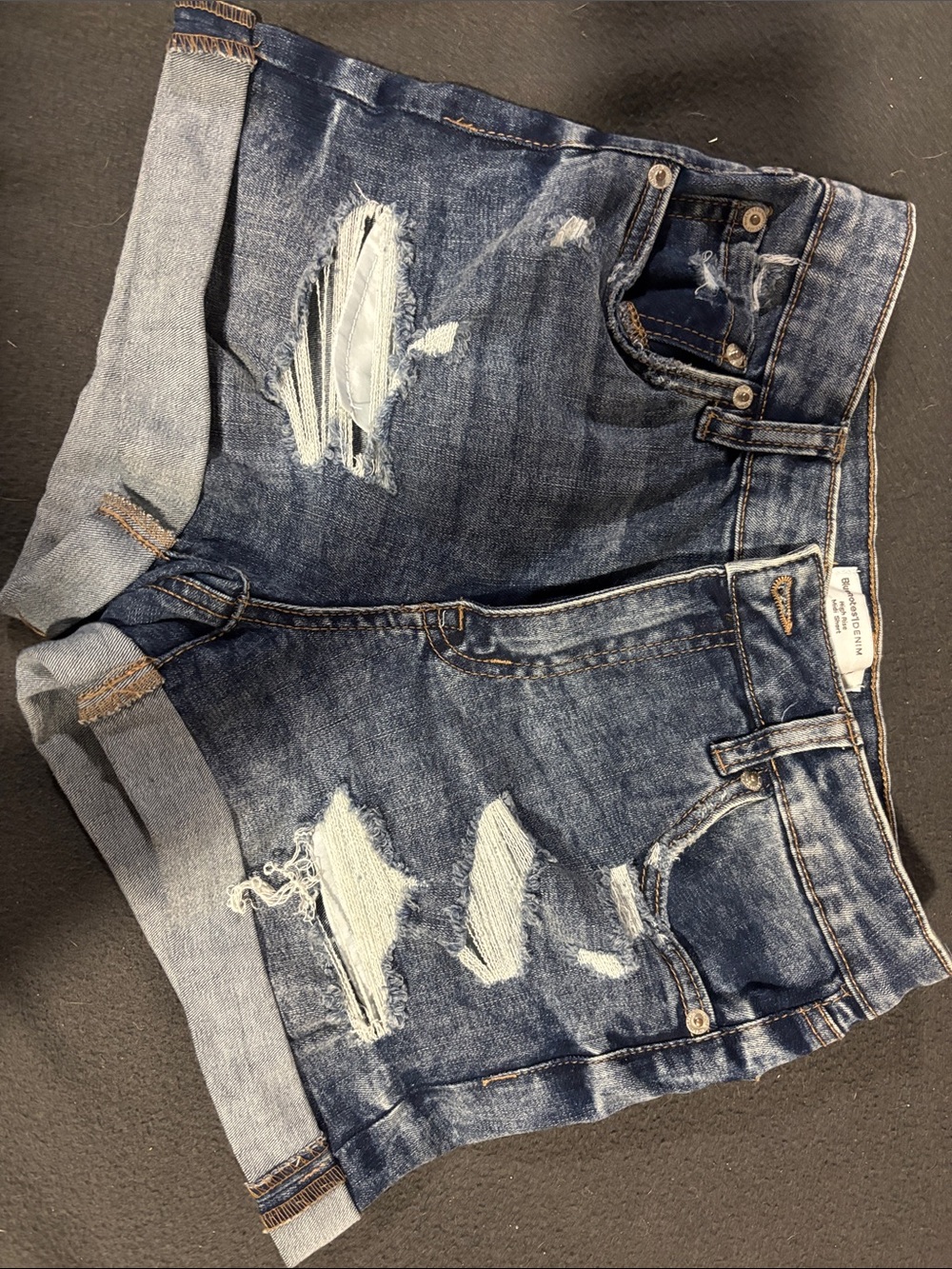 Bluenotes Distressed Dark Blue Denim Women's Shorts